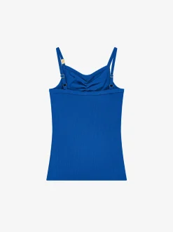 Geribde top met gedrapeerd detail