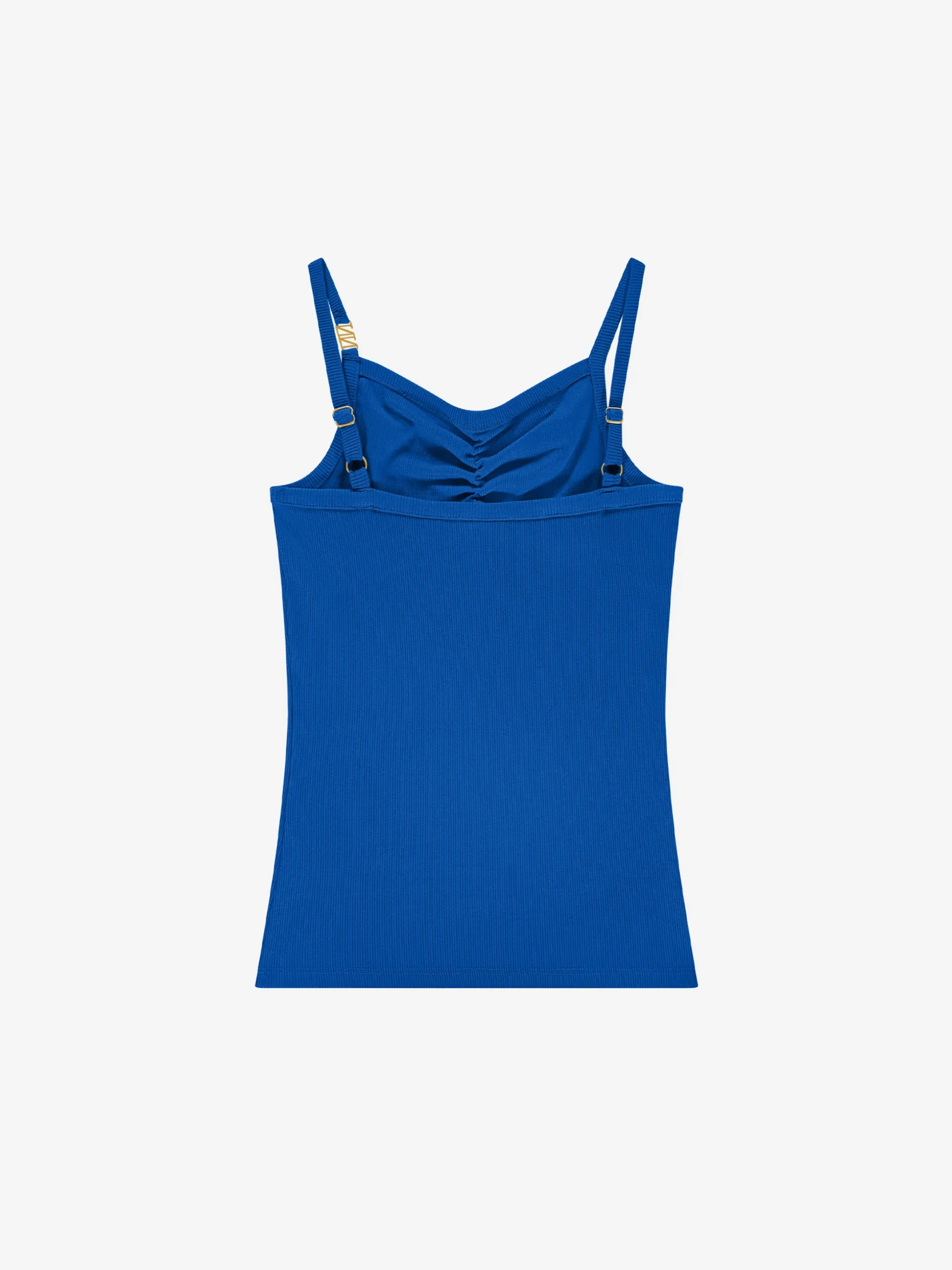 Geribde top met gedrapeerd detail