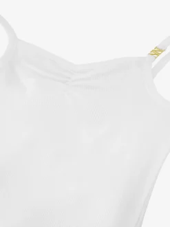 Geribde top met gedrapeerd detail