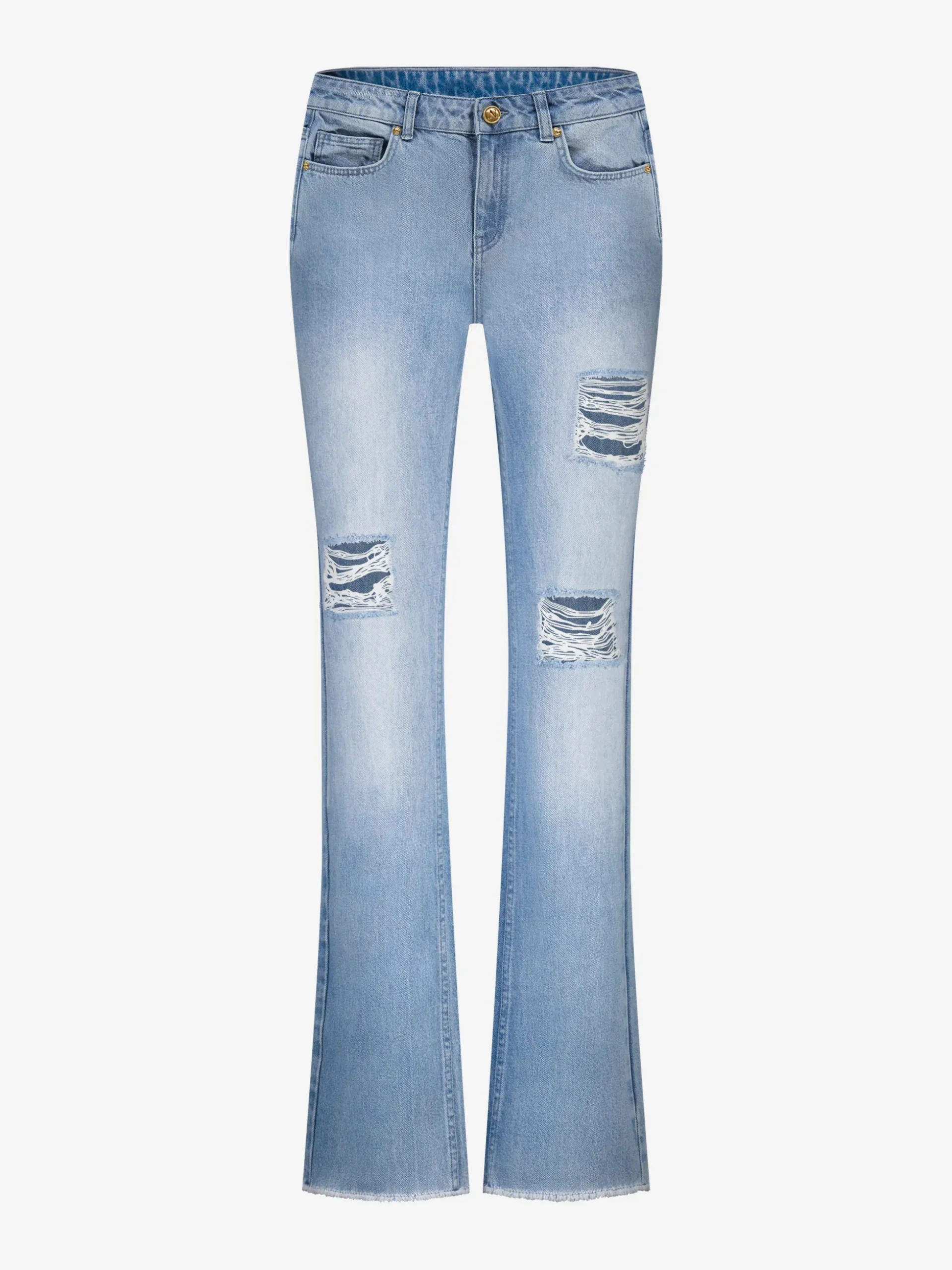 Gescheurde jeans met rechte pijpen