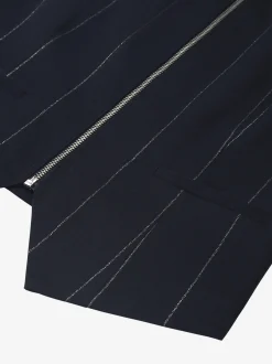 Gestreept gilet met centrale rits en kraag