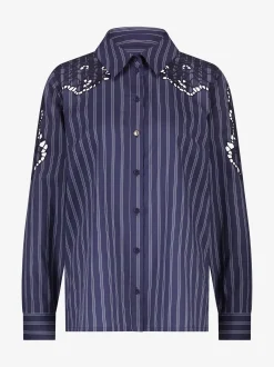 Gestreepte blouse met kanten cut-out details