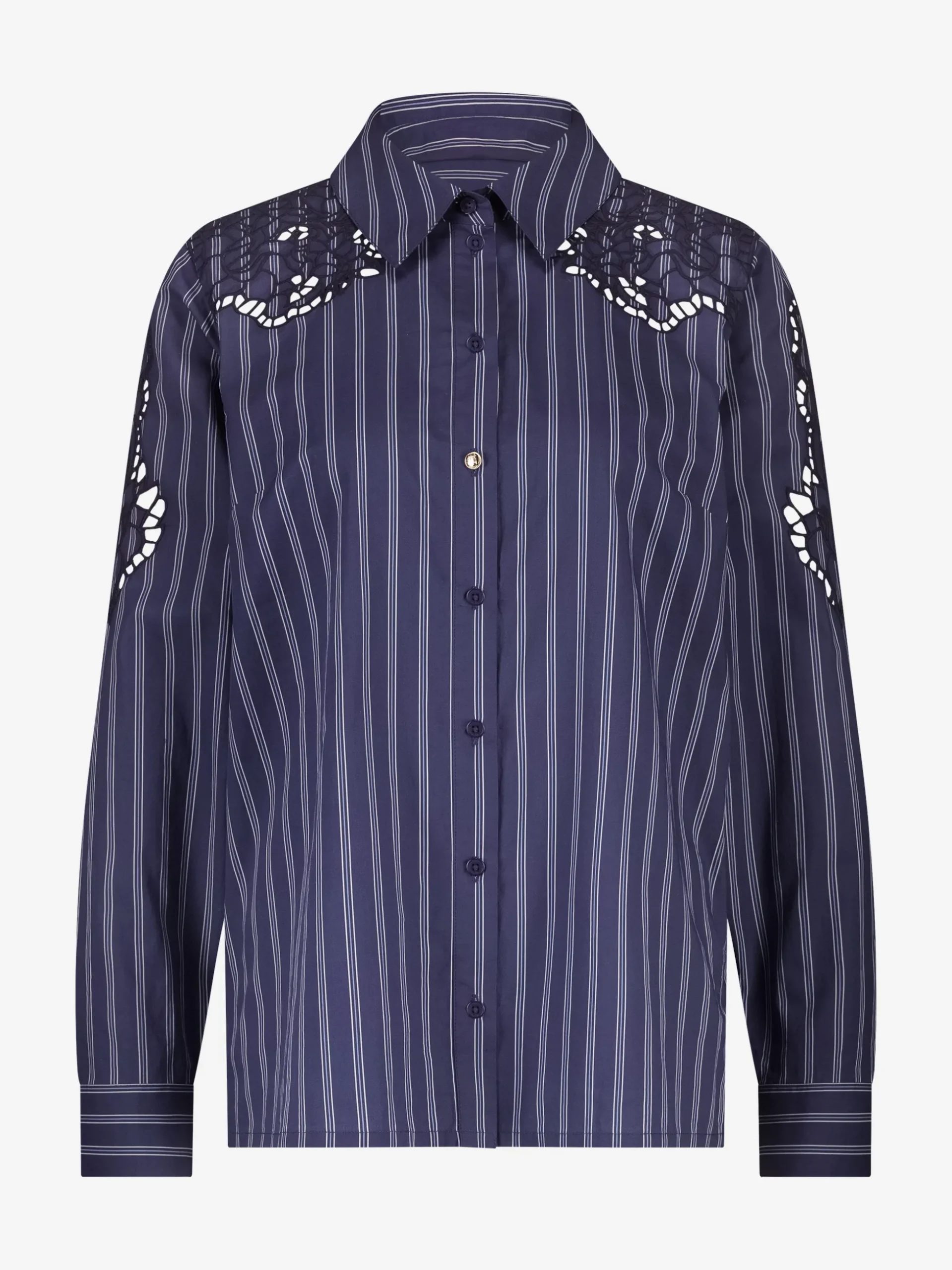 Gestreepte blouse met kanten cut-out details