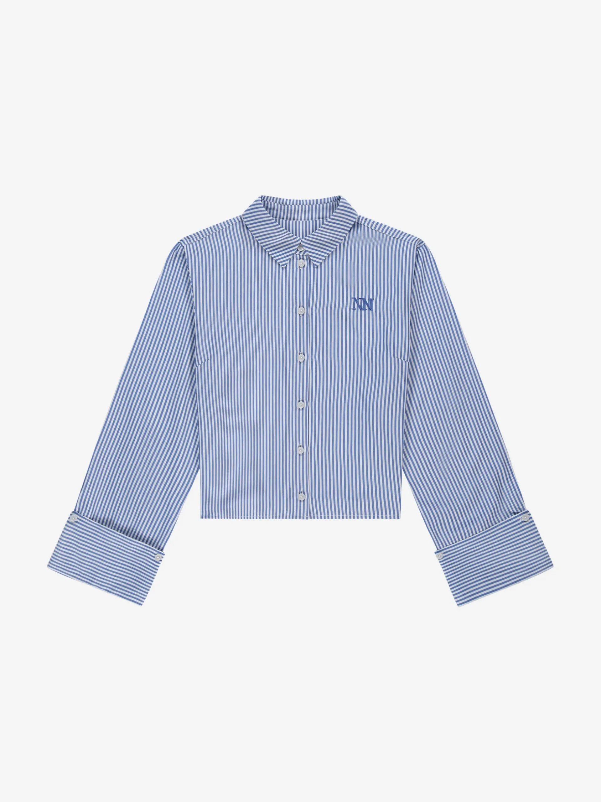 Gestreepte korte blouse met omslagmouwen