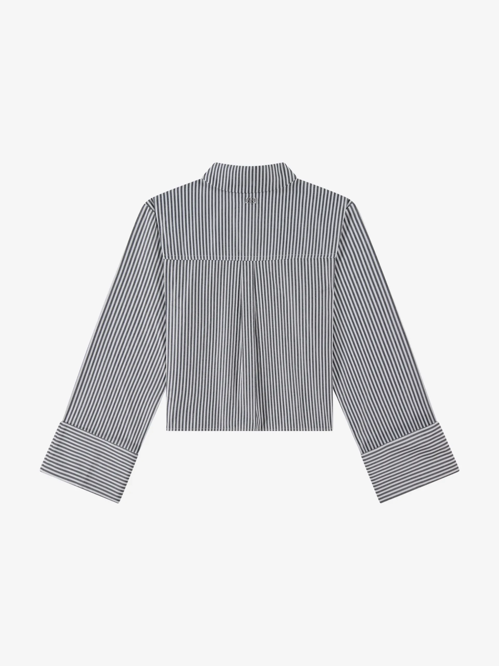 Gestreepte korte blouse met omslagmouwen
