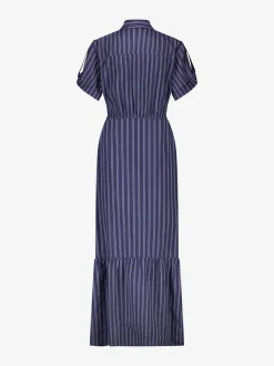 Gestreepte maxi jurk met kanten cut-out details