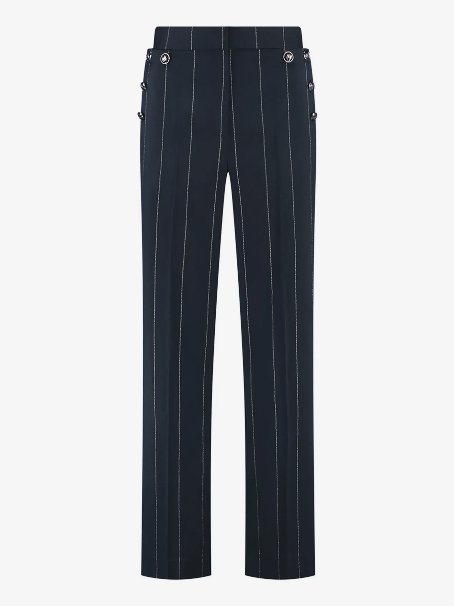 Gestreepte pantalon met decoratieve FH knopen