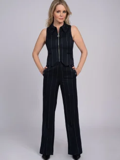 Gestreepte pantalon met decoratieve FH knopen
