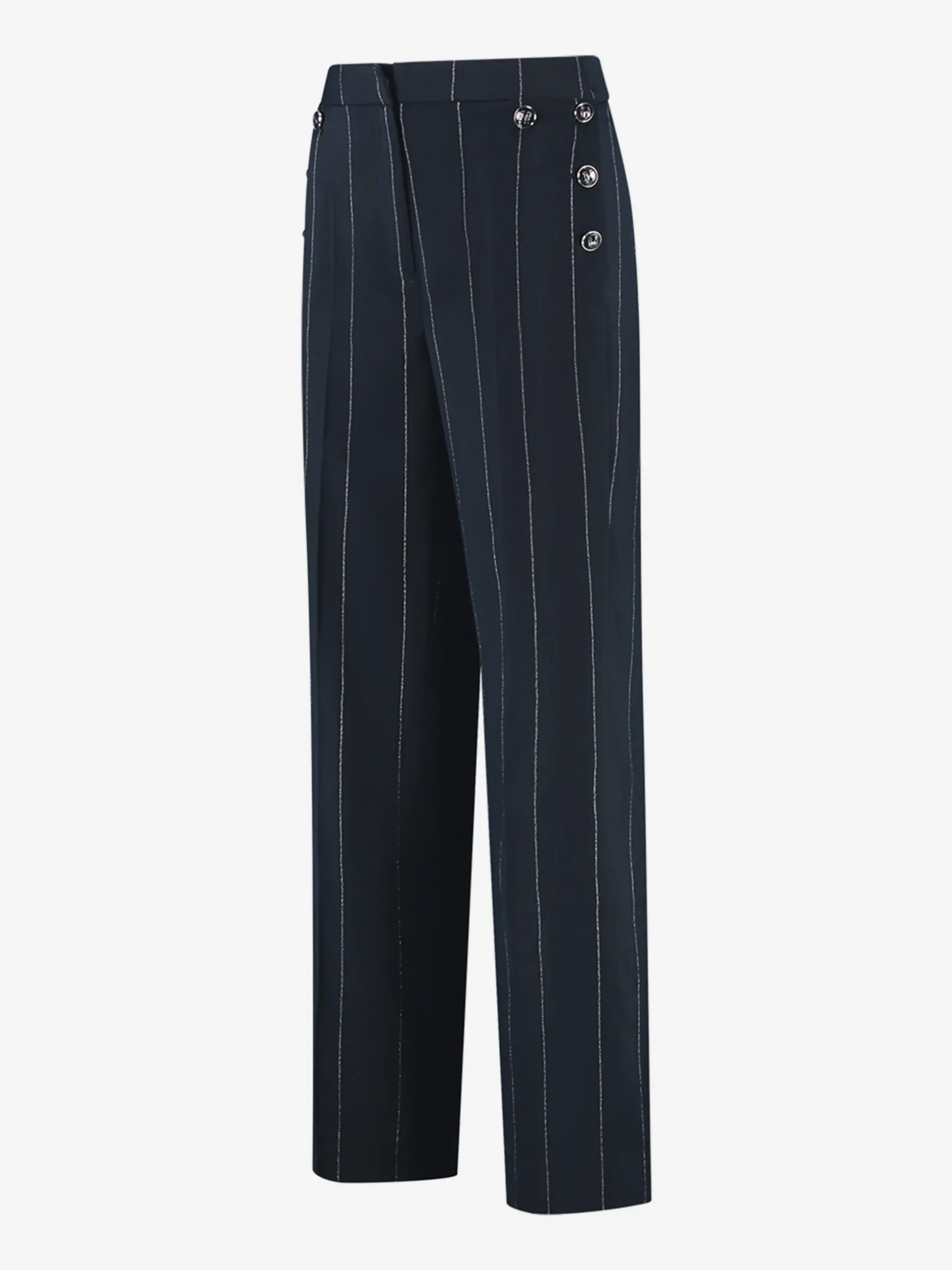 Gestreepte pantalon met decoratieve FH knopen