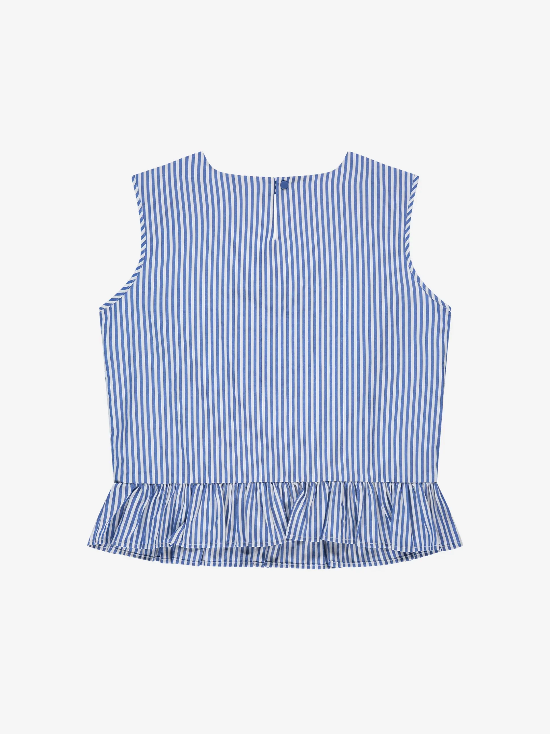 Gestreepte top met ruches en strikdetails