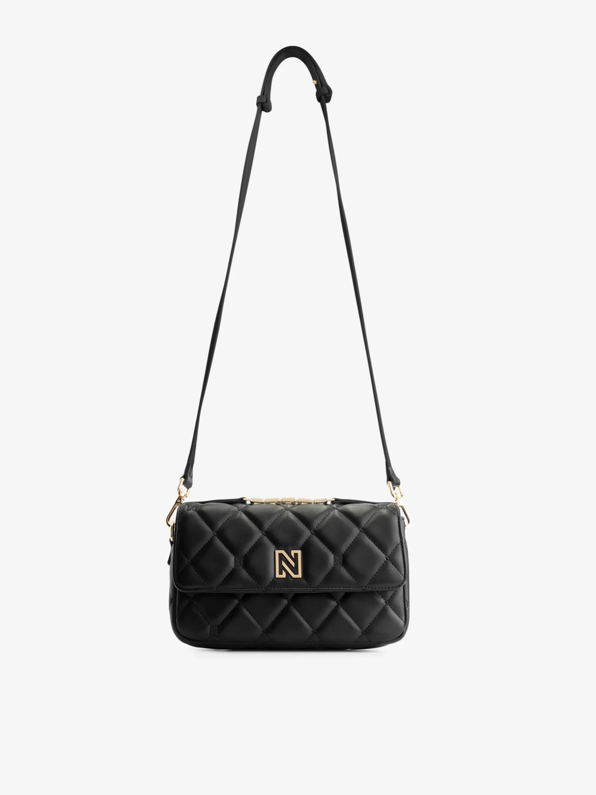 Gewatteerde clutch met hengsel en N-logo