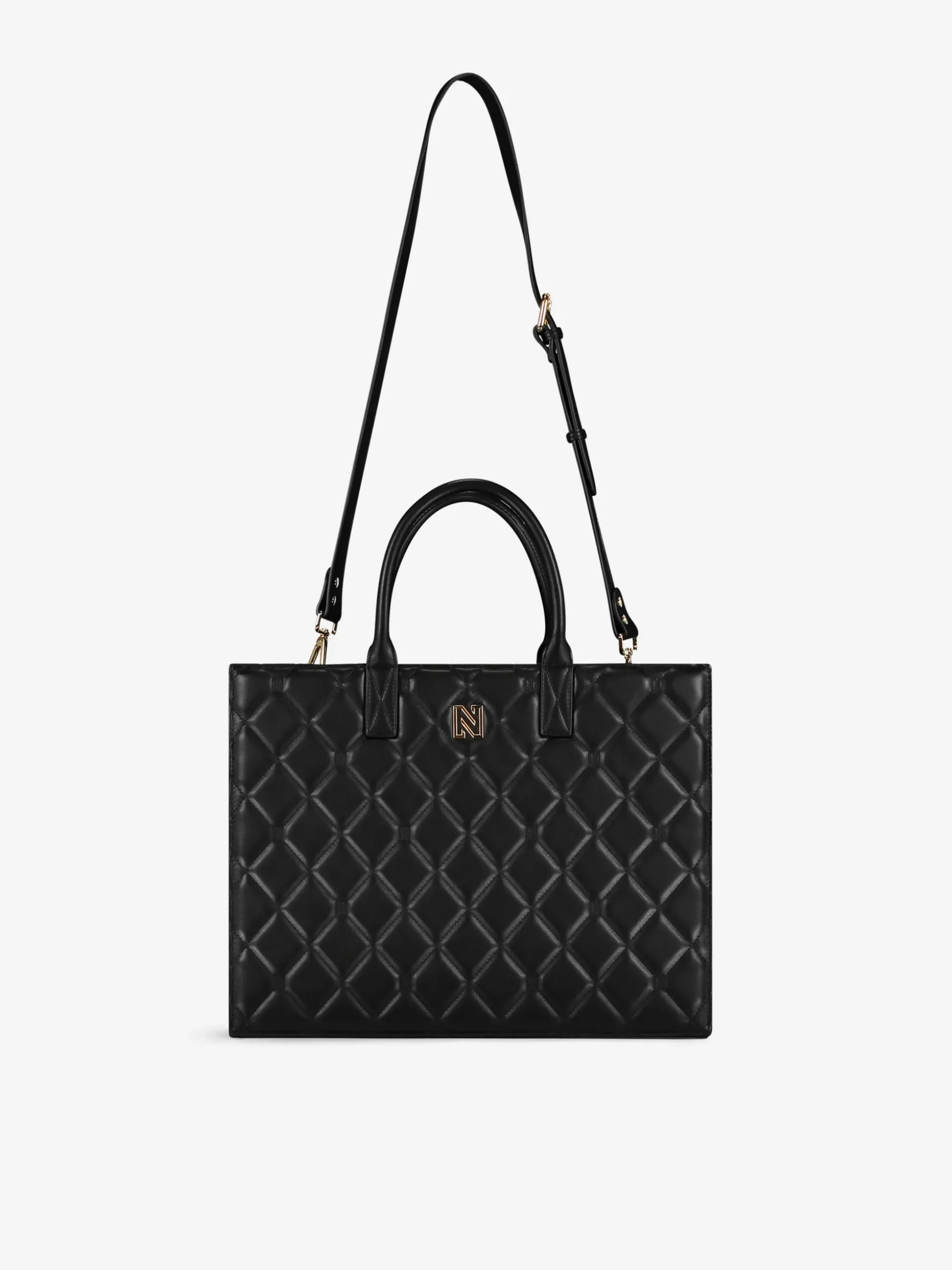Gewatteerde shopper met logo patroon