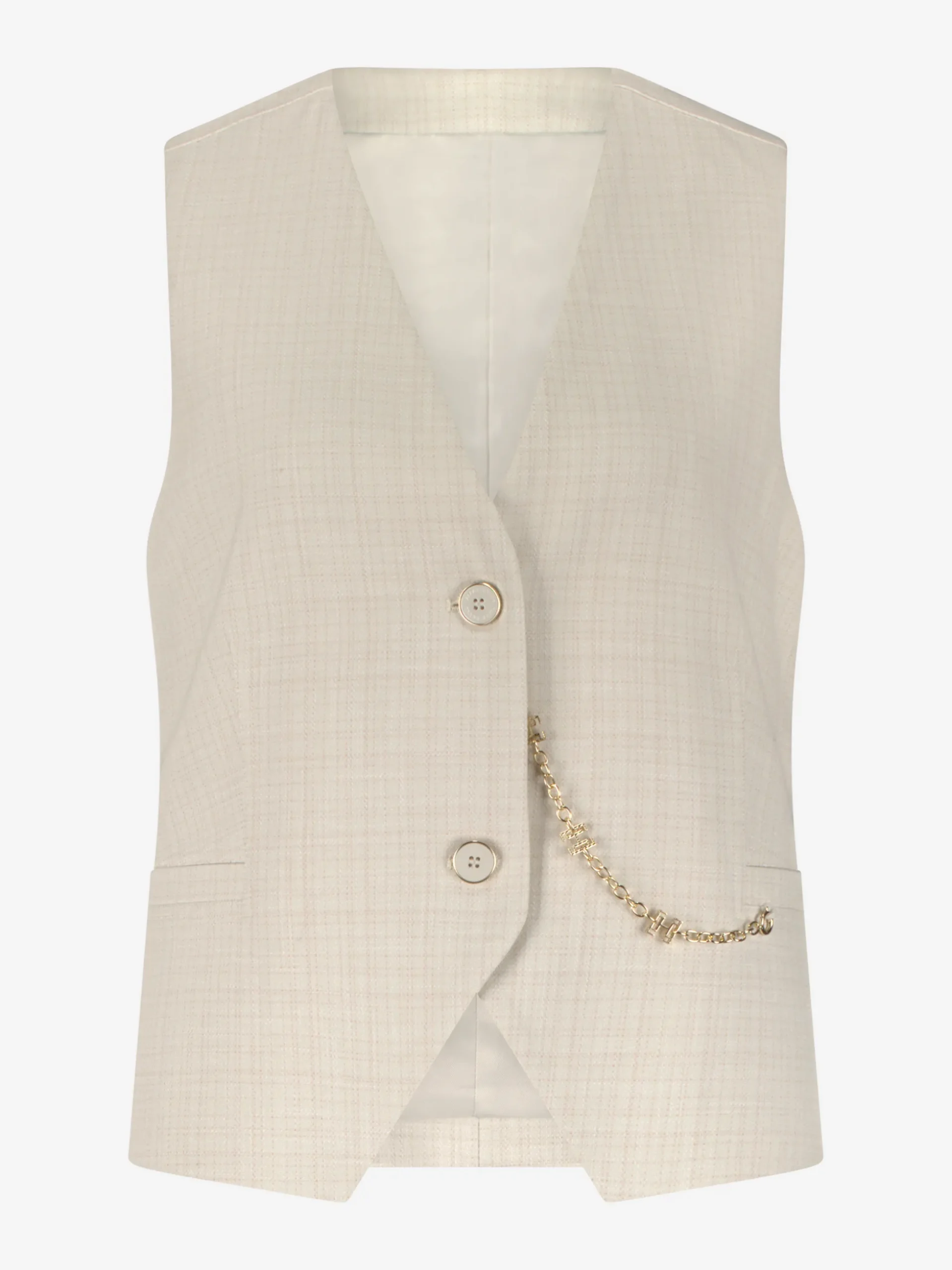 Gilet met gemu00ealeerde textuur en ketting detail