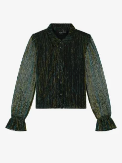 Glitter blouse met uitlopende mouwen