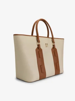 Grote shopper van canvas en imitatieleer met N-logo