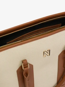 Grote shopper van canvas en imitatieleer met N-logo