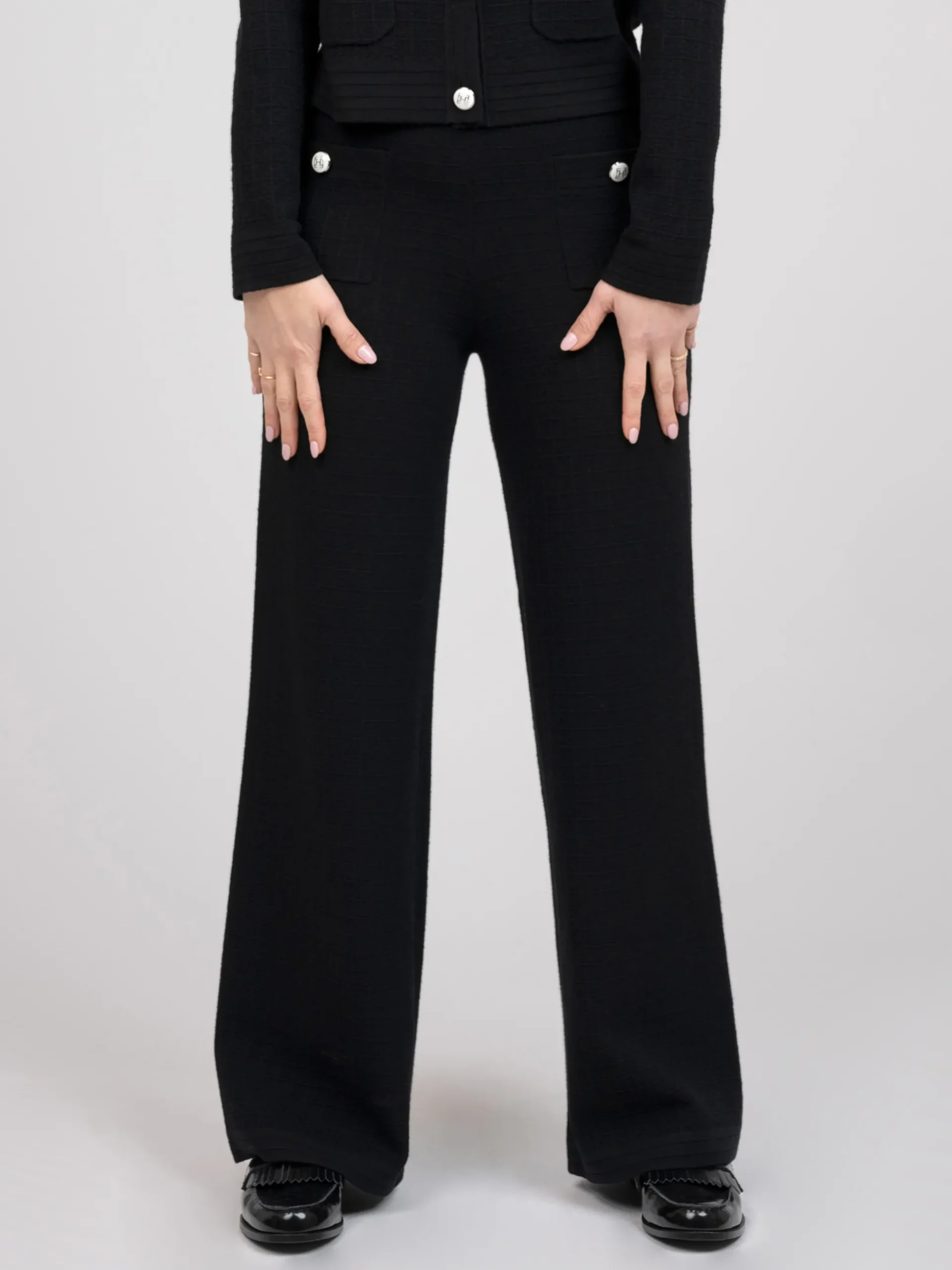 High waist pantalon met elastische tailleband