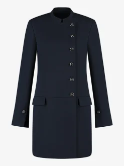 Jurk met asymmetrische knoopsluiting en uitlopende mouwen