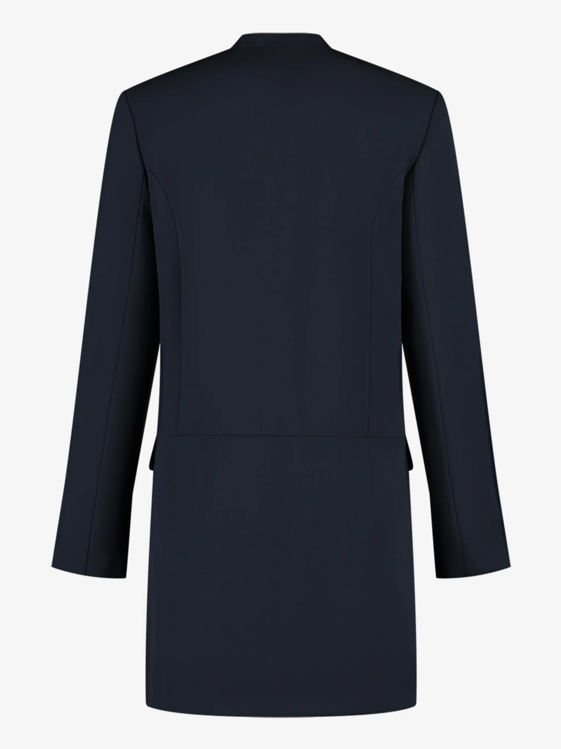 Jurk met asymmetrische knoopsluiting en uitlopende mouwen