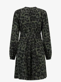 Jurk met luipaardprint en strikkoord