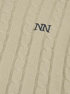 Kabelgebreide trui met N&N logo