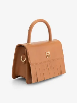 Kleine schoudertas met franjes en logo