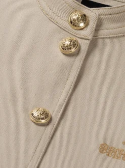 Kort denim bomberjack met logo en N-knopen