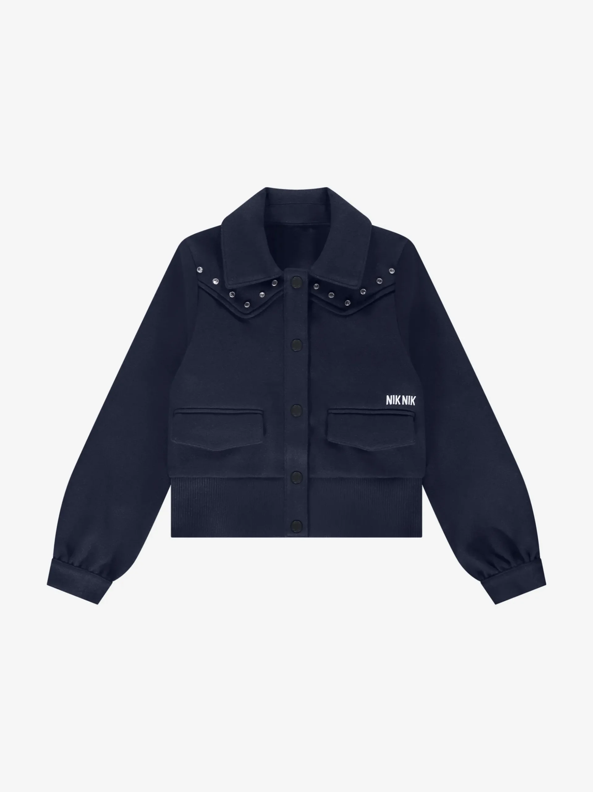 Kort jack met studs en klepzakken