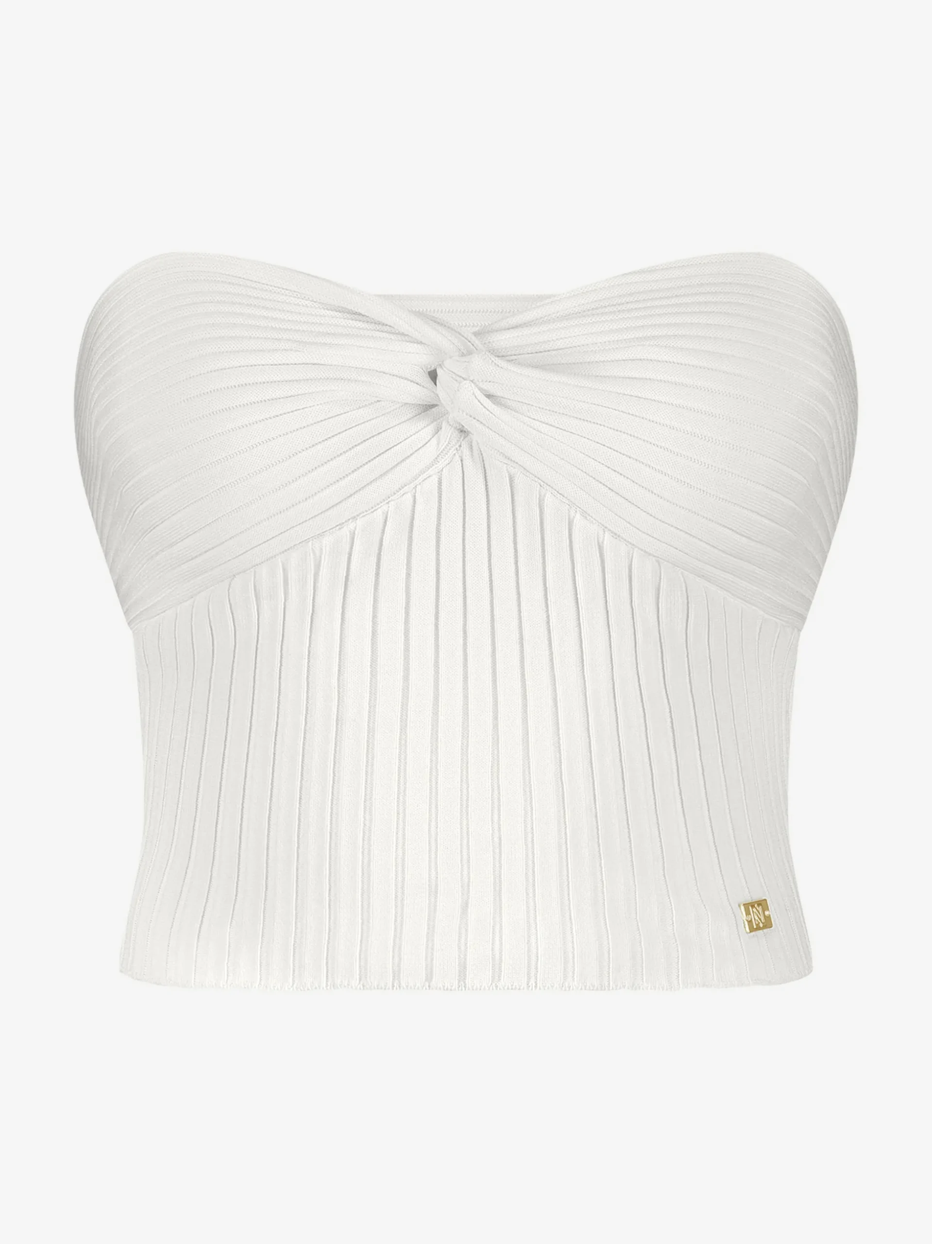 Korte bandeau top met gedraaide buste