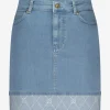 Korte denim rok met omslagrand
