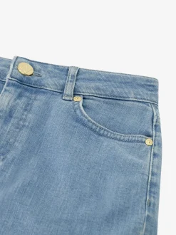 Korte denim rok met omslagrand