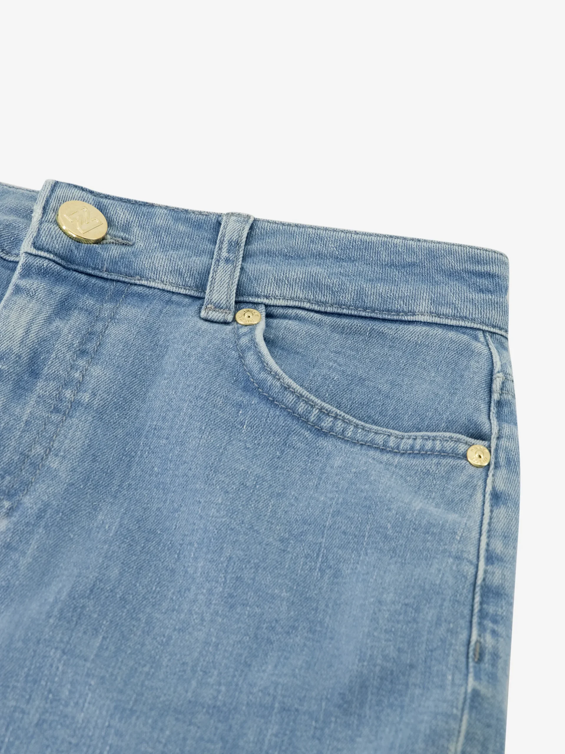 Korte denim rok met omslagrand