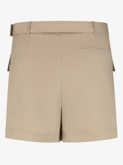 Korte denim skort met riem en klepzakken