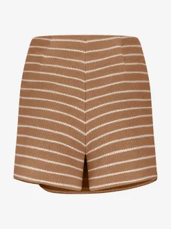 Korte geweven skort met gestreept patroon