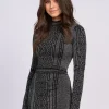 Korte glitter top met col en logo patroon