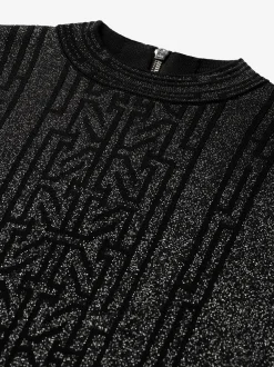 Korte glitter top met col en logo patroon