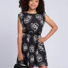 Korte jurk met bloemenprint en logo details