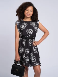 Korte jurk met bloemenprint en logo details