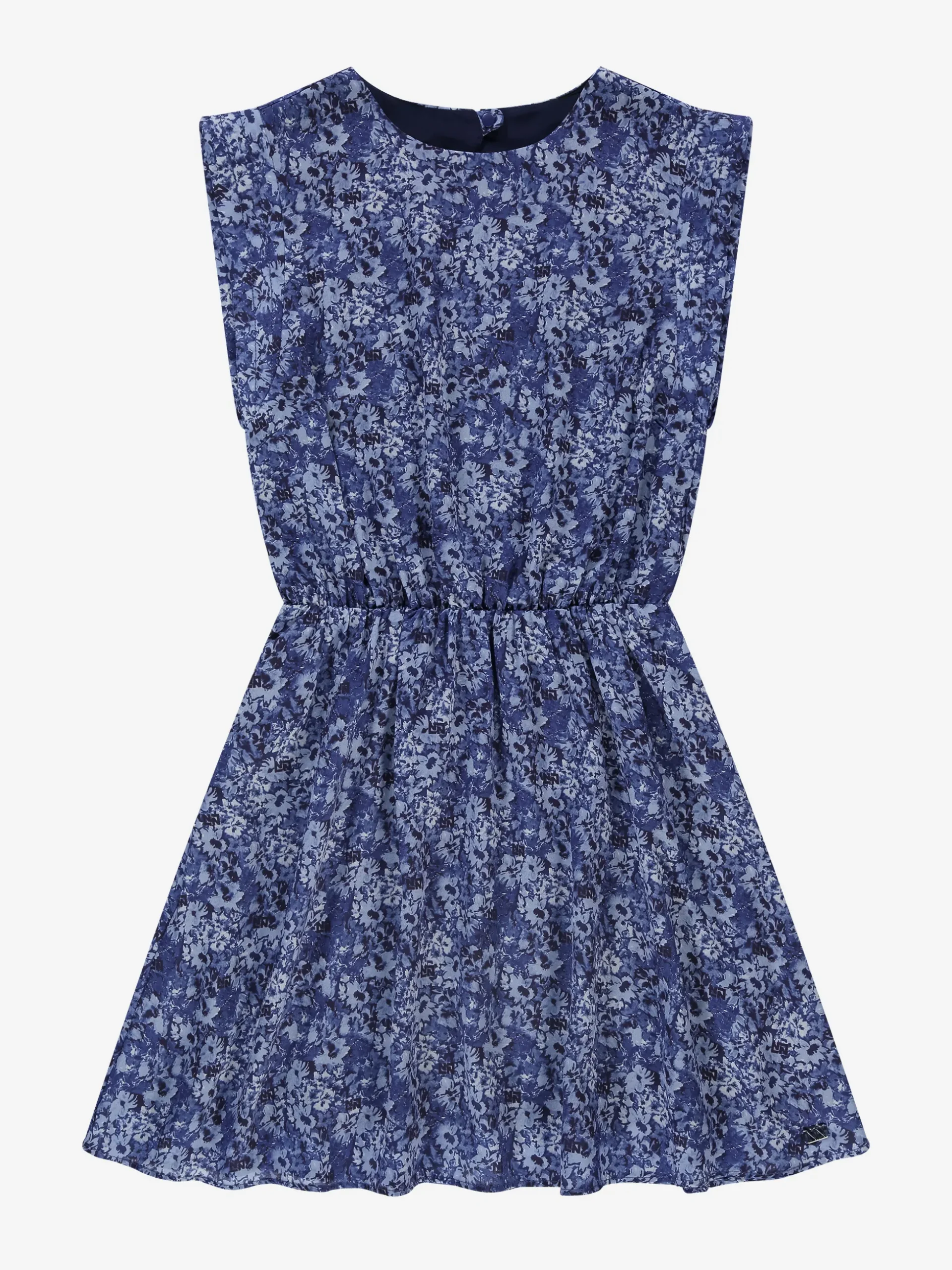 Korte jurk met bloemenprint en kapmouwtjes