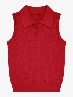 Korte opengebreide top met N&N logo patroon