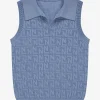 Korte opengebreide top met N&N logo patroon