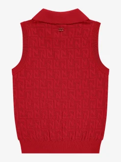 Korte opengebreide top met N&N logo patroon