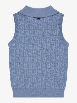 Korte opengebreide top met N&N logo patroon
