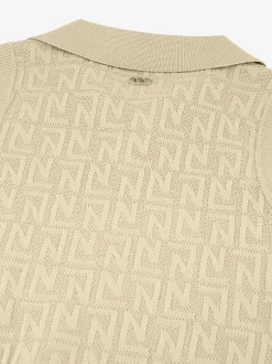 Korte opengebreide top met N&N logo patroon