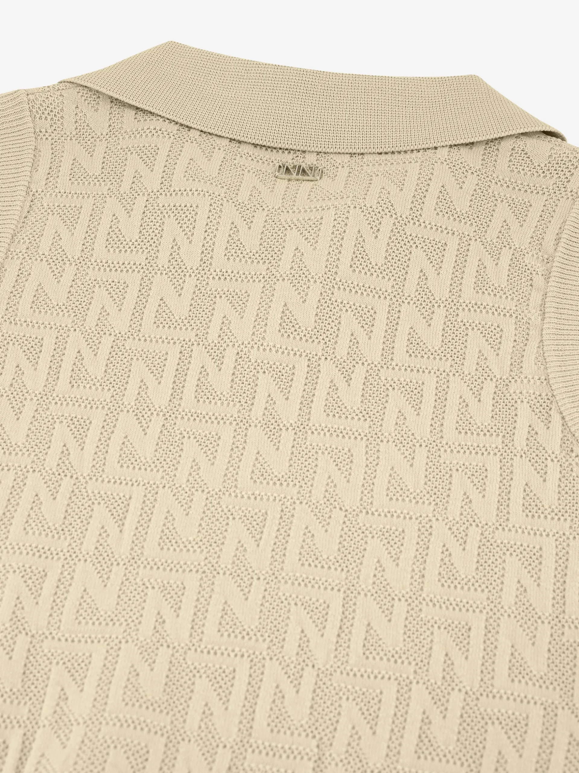Korte opengebreide top met N&N logo patroon