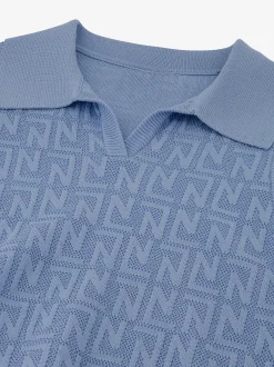 Korte opengebreide top met N&N logo patroon