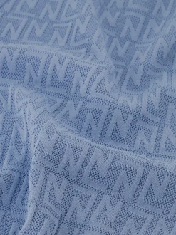 Korte opengebreide top met N&N logo patroon