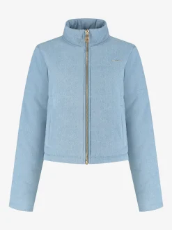 Korte puffer jas met een denim-look