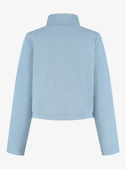 Korte puffer jas met een denim-look