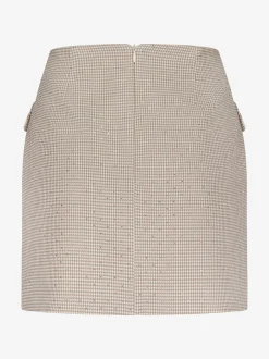 Korte rok met pied-de-poule patroon en strass steentjes
